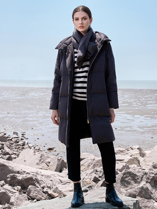 ICB日系春季通勤羊毛羊绒混纺方领套头条纹毛衣针织毛衫商场同款 商品图3