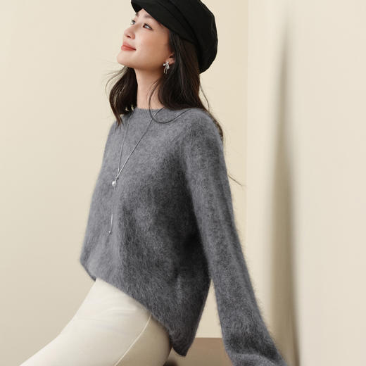 【严选】孟子义代言诗凡黎圆领拉毛羊毛针织衫2025冬新款软糯舒适套头毛衣7G9132871Q 商品图2