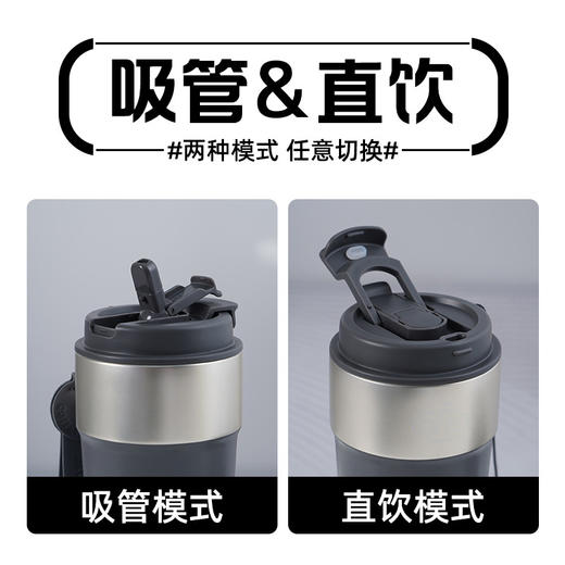 秋冬【陶瓷内胆咖啡杯】316不锈钢保温杯 便携手提简约直饮吸管双饮杯 商品图2