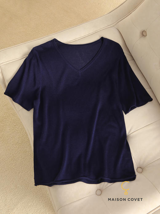 MAISON COVET丝羊绒v领短袖上衣 商品图5