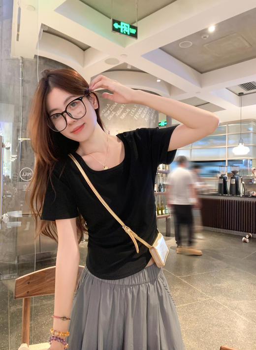 <曾小咸推荐> 现货秒杀！微信超特价！3色褶皱正肩短袖T 日常89.99 立减40 秒杀49.99！ 商品图10