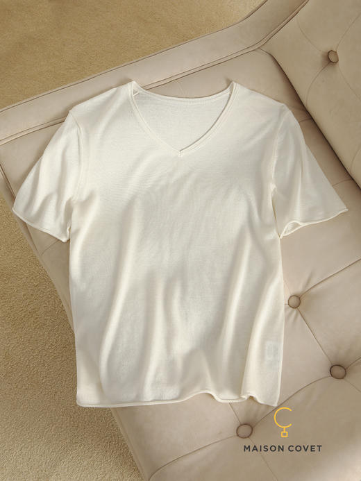 MAISON COVET丝羊绒v领短袖上衣 商品图1