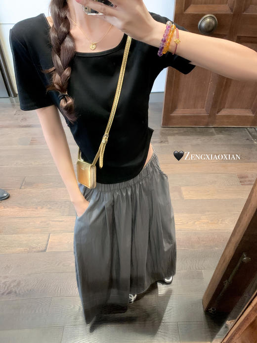 <曾小咸推荐> 现货秒杀！微信超特价！3色褶皱正肩短袖T 日常89.99 立减40 秒杀49.99！ 商品图7