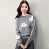 【内购】【幸运花】简约通勤圆领撞色花卉提花落肩袖弹力芝麻底包芯纱毛衣-W53EE2844 商品缩略图1