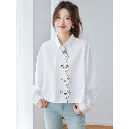 早秋长袖宽松百搭上衣，设计感小众衬衣外套CC2025 商品图3