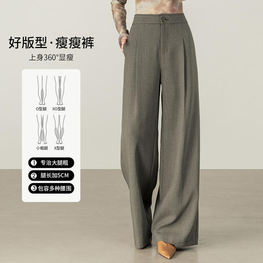 【内购】【显瘦显腿长】都市通勤梨型身材高腰立体压褶宽松阔腿及地长裤-153K87958 商品图1