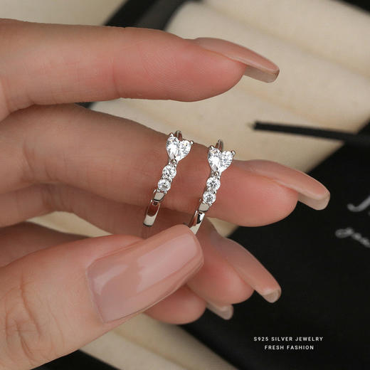 【爱意出动】S925纯银精致爱心镶锆石耳环【YXS-E5790】 商品图2