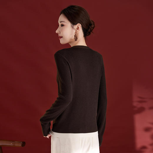 针织开衫秋季桑蚕丝气质v领长袖宽松外穿百搭款毛衣QS1003 商品图3