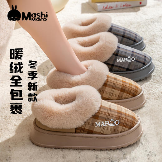 【YW】无忧购59元2双情侣棉拖鞋流氓兔秋冬厚底防滑保暖包跟棉鞋（截单后7天发货) 商品图2