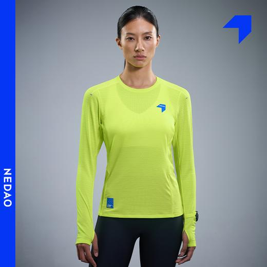 内道新品动能粒圆领长袖女士吸湿速干马拉松越野跑步长袖上衣t恤 商品图1