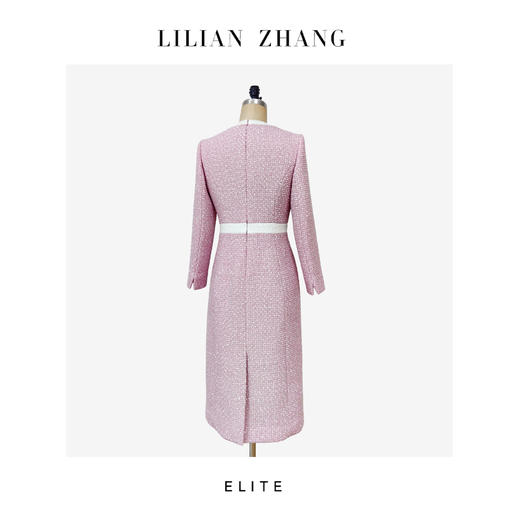 定制—静奢风—法式粉雅—小香风粉白拼接撞色赫本风连衣裙  2501098 商品图1