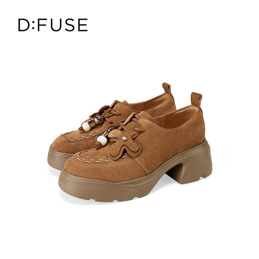 Dfuse迪芙斯2025秋季新款增高厚底袋鼠鞋可拆卸两穿乐福鞋时尚通勤鞋DFD3112046 商品图8