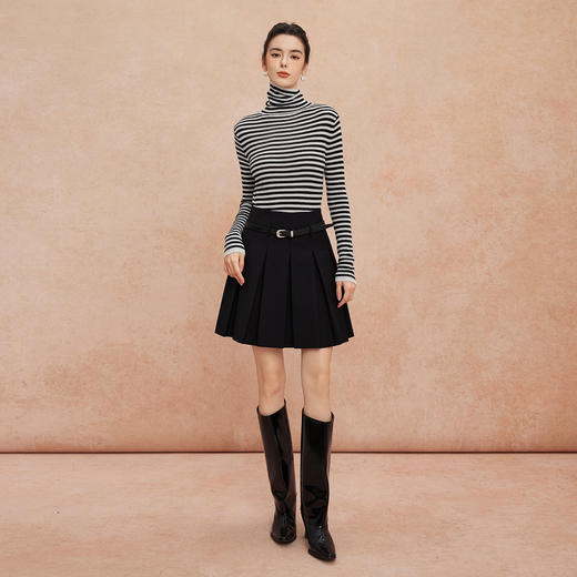 QG647斯尔丽25新款超细纱支高领打底百搭配条细腻柔软贴身长袖打底衫 商品图2