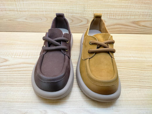 2024春季新款豪行真皮女鞋24112305时尚平底系带舒适休闲单鞋 商品图3