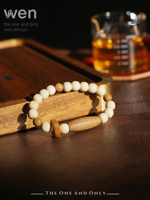 老山檀天珠猛犸牙手串 商品图0