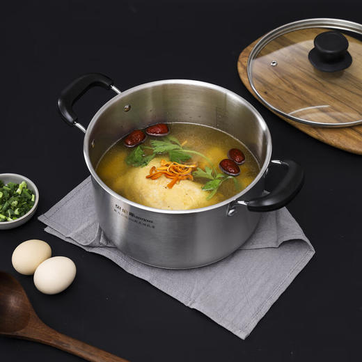 贝伦斯304不锈钢汤锅加厚家用煮粥煲汤锅 商品图4
