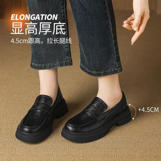 ZHR则则2025秋季女鞋新款复古乐福鞋英伦风一脚蹬皮鞋增高女单鞋 商品图4