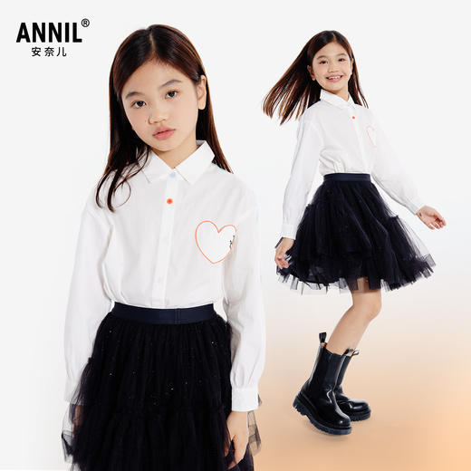 女童翻领长袖上衣秋季新款安奈儿童装EG531593 商品图0