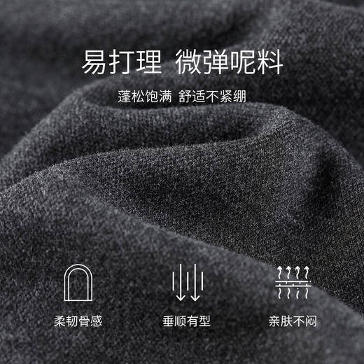 【内购】【显瘦易搭】简约通勤梨型身材松紧腰立体单褶遮肉呢子直筒长裤-153KA2457 商品图4