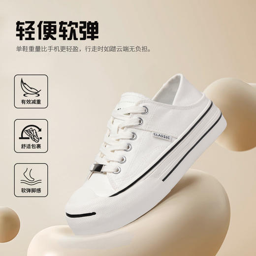 ZHR帆布鞋女休闲板鞋2025女新款透气百搭软底圆头厚底小白鞋 商品图4