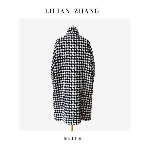 经典千鸟格轻奢复古优雅Oversized绵羊毛秋冬中长大衣 2506002 商品图2