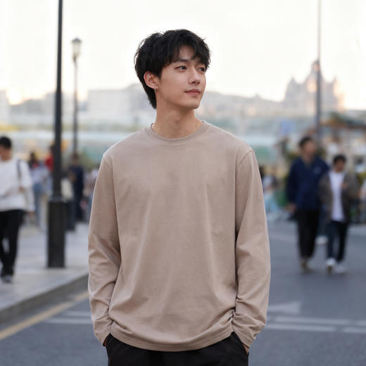 热卖！经典百搭！「加购3件到手99元」与竹 230g重磅全棉长袖T恤 百搭舒适 5色可选 男女同款 商品图10