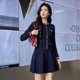 奢姿大码女装2025秋季减龄坑条设计时尚两件套胖妹妹圆领针织套装9853994218