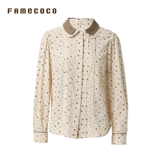 Famecoco原创衬衫棉质碎花印花开身衬衣娃娃领FAB6BH018 商品图3