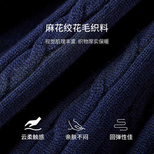 【内购】【厚实保暖】知识分子学院风圆领徽章刺绣麻花肌理弹力开衫毛衣-W53EB2689 商品图4