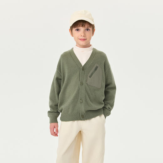 [绵羊毛]马克珍妮男童复古V领针织开衫 儿童2025年秋冬新款551867 商品图1