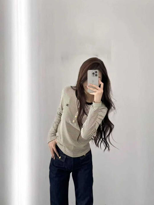 高品质款！ 凯x门金口条纹长袖T恤！ 商品图7