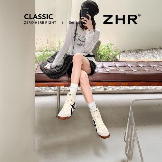 ZHR则则条纹拼接高帮鞋2025秋季新款洋气潮流百搭软底运动休闲鞋 商品图5