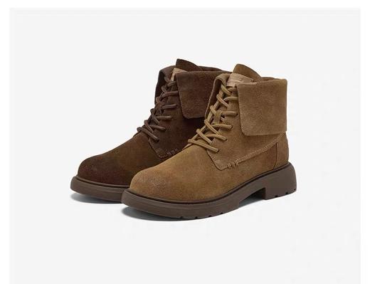 【云粉节】【拔佳】BF楼Bata英伦马丁靴女2025冬款牛剖皮粗跟绒面短靴AD742DD5      吊牌价1259 活动价799 商品图5