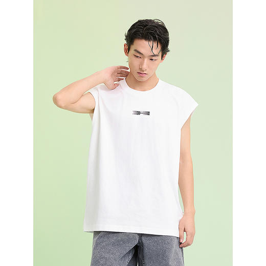 GXG男装 字母印花休闲背心通勤男士无袖T恤简约上衣 2025夏季新品 商品图2