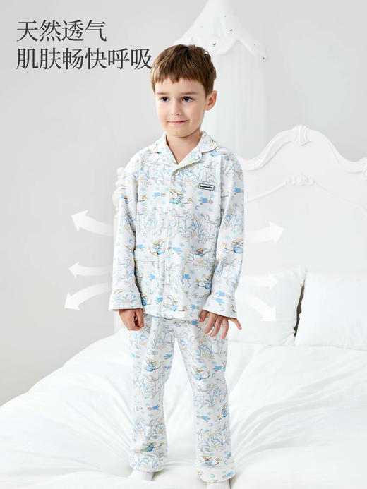 Domiamia 男宝宝针织长袖开襟睡衣套装 春秋纯棉A类家居服 商品图1