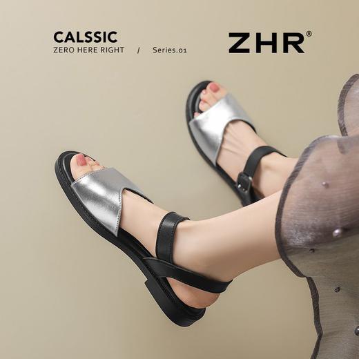 ZHR则则时装凉鞋女2025夏季新款百搭软底一脚蹬通勤一字带凉鞋 商品图6