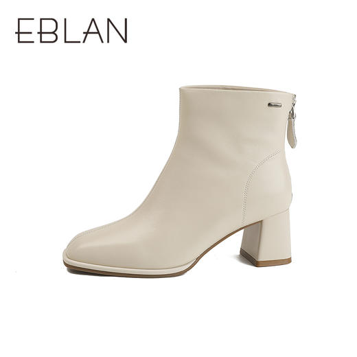 伊伴冬季简约线条感轮廓素面踝靴职场气质穿搭女靴B25551208 商品图1