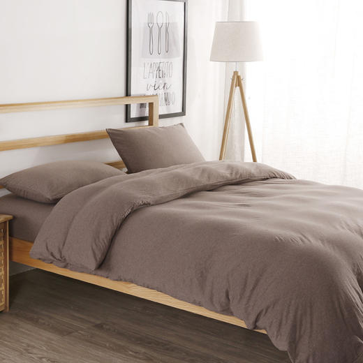 【天竺棉纯色款四件套】针织棉四件套纯色天竺棉裸睡四件套色纺针织全棉床品 商品图1