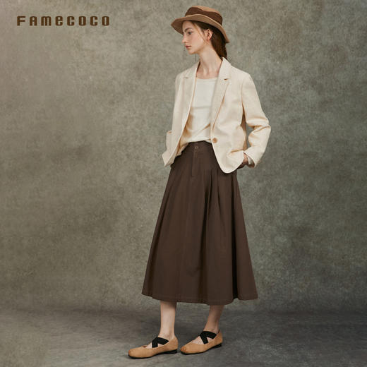 Famecoco原创肌理感提花西装外套短款一粒扣休闲西服FAC6AW012 商品图4