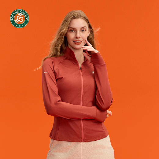 罗兰加洛斯法网长袖运动T恤女款开衫立领速干透气网球服训练服 商品图3