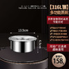 【跨境出口德国不锈钢蒸碗】316L不锈钢蒸蛋碗加厚可排气带盖蒸碗多用途蒸饭菜碗快速导热炖盅 商品缩略图5