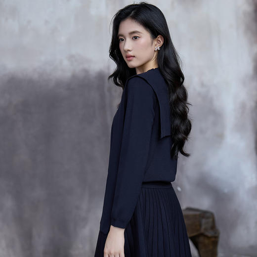 奢姿大码女装2025秋季时尚海军领刺绣针织衫胖妹妹气质减龄上衣 商品图3
