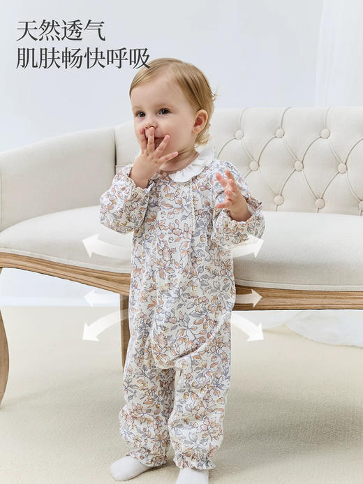 Domiamia 女宝宝针织长袖花边领爬服 纯棉春秋款婴儿爬服 商品图1