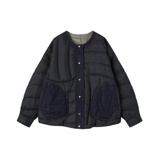谜底两面穿羽绒服女2025冬季新品圆领百搭宽松拼接牛仔254MY1474 商品图4