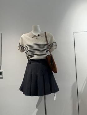 【门店同款】ENJOY秋季条纹拼色POLO领针织 164194577