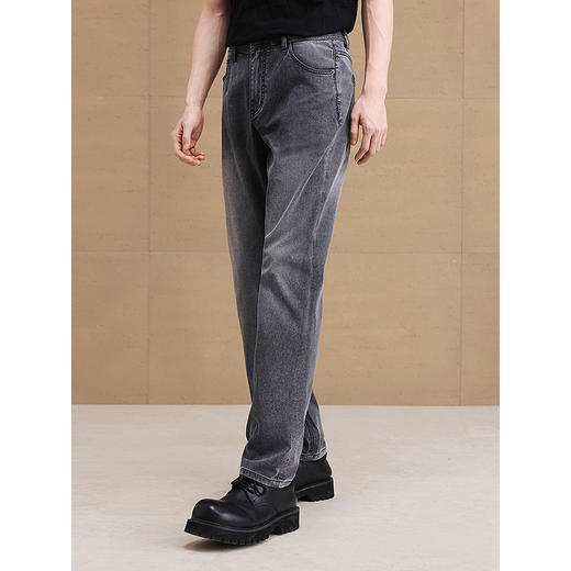 GXG男装 修身复古感水洗牛仔裤休闲裤弹力长裤子 2025夏季新品 商品图2