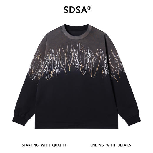 SDSA男士秋冬新款痞帅男装韩版凌乱线条涂鸦圆领卫衣百搭时尚上衣 商品图0