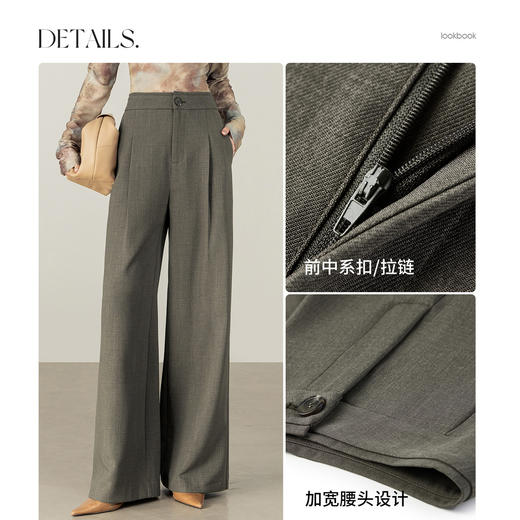 【内购】【显瘦显腿长】都市通勤梨型身材高腰立体压褶宽松阔腿及地长裤-153K87958 商品图3