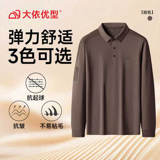 【DK】大依优型大码男装长袖POLO新款男士宽松加肥加大码时尚休闲翻领长袖打底衫 商品图3