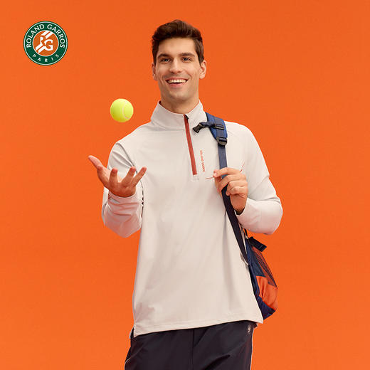 罗兰加洛斯法网运动T恤男款长袖半拉链立领速干透气网球服训练服 商品图3